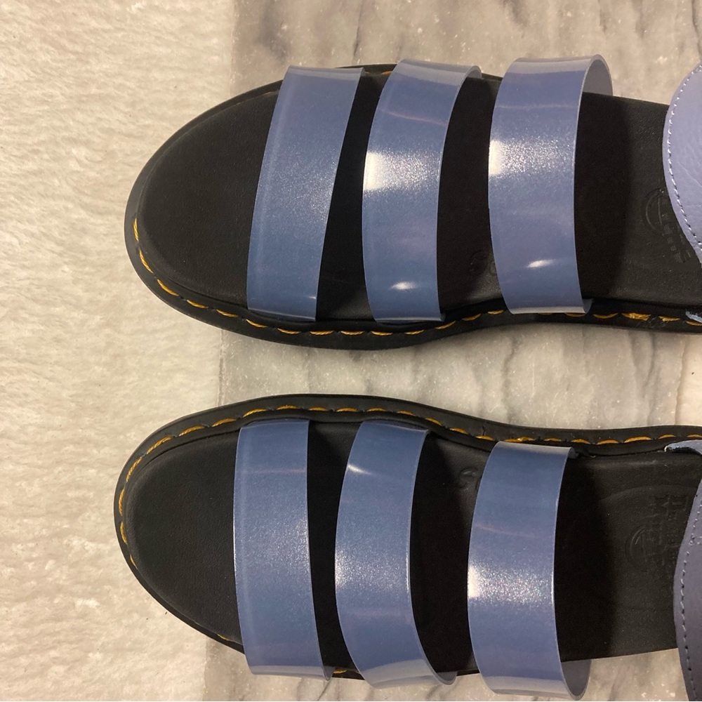 SOLD Dr.Martens Blaire Jelly Glitter Leather Strap Sandals Chunky Sole Blue - Picture 5 of 14